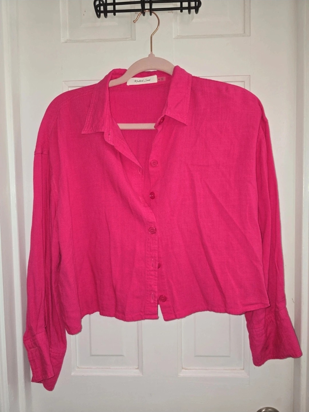 Mustard Seed Button-Down Shirt in Bright Pink